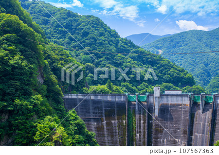 二瀬ダム　展望台からの眺め　真夏の風景　秩父市　 107567363