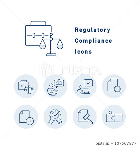 企業のコンプライアンスに関するカラーアイコンセット 企業のコンプライアンスに関するカラーアイコンセット 107567877