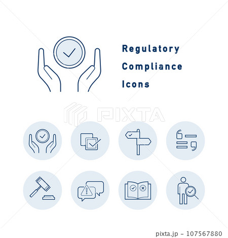 企業のコンプライアンスに関するカラーアイコンセット 企業のコンプライアンスに関するカラーアイコンセット 107567880