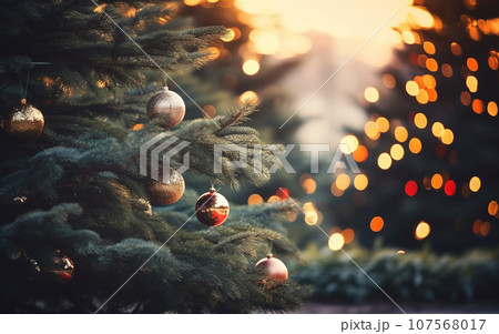 クリスマスツリーとデコレーション クリスマスツリーとデコレーション 107568017
