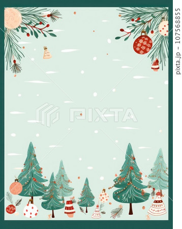 Lined paper for writing cute Christmas theme. Generative AI 107568855