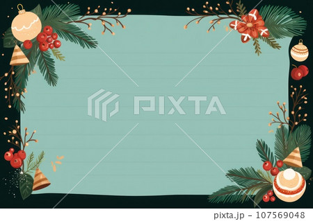 Lined paper for writing cute Christmas theme. Generative AI 107569048