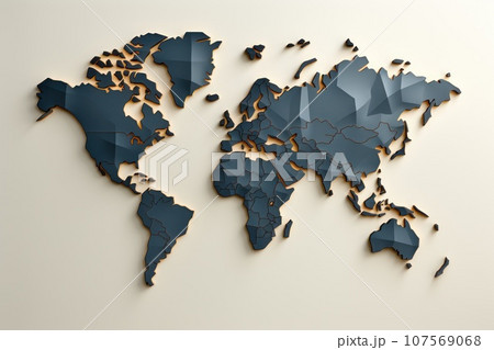 World map design high resolution,empty background. Generative AI 107569068