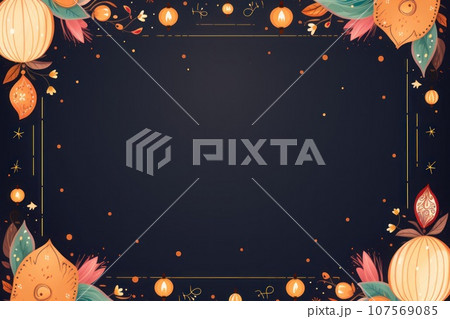 Lined paper for writing, cute, Diwali theme. Generative AI 107569085