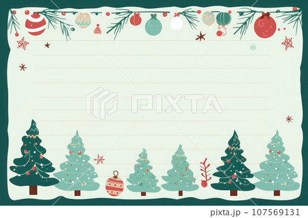 Lined paper for writing cute Christmas theme. Generative AI 107569131