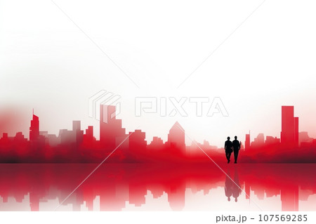 Business slide background white and red. Generative AI 107569285