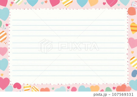 Lined paper for writing cute theme. Generative AI Lined paper for writing cute theme. Generative AI 107569331