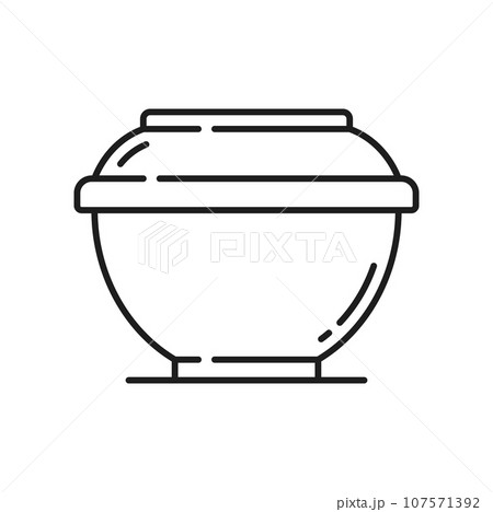Soup container isolated outline cardboard eco packaging thin line icon. Vector glass or plastic food container, paper box with lid for takeaway fastfood 107571392