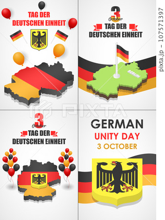 Deutschen einheit banner set. Isometric set of deutschen einheit vector banner for web design 107571397