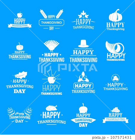 Thanksgiving day logo set. Simple illustration of thanksgiving day vector logo set for web design 107571431