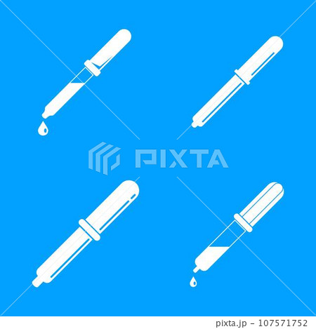 Pipette medical dropper tool icons set. Simple illustration of 4 pipette medical dropper tool vector icons for web Pipette medical dropper tool icons set. Simple illustration of 4 pipette medical dropper tool vector icons for web 107571752