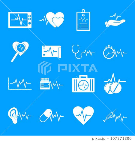Heart pulse beat icons set. Simple illustration of 25 heart pulse beat vector icons for web 107571806