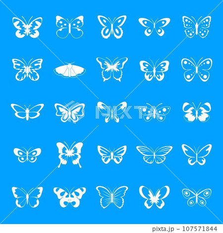 Butterfly icons set. Simple illustration of 25 butterfly vector icons for web 107571844