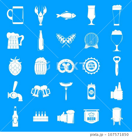 Beer icons set. Simple illustration of 25 beer vector icons for web Beer icons set. Simple illustration of 25 beer vector icons for web 107571850