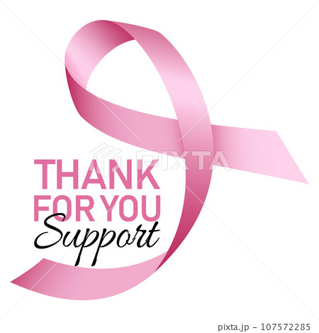 Thanks for support breast cancer logo. Realistic illustration of thanks for support breast cancer vector logo for web design isolated on white background 107572285