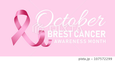 October breast cancer concept banner. Realistic illustration of october breast cancer vector concept banner for web design October breast cancer concept banner. Realistic illustration of october breast cancer vector concept banner for web design 107572299