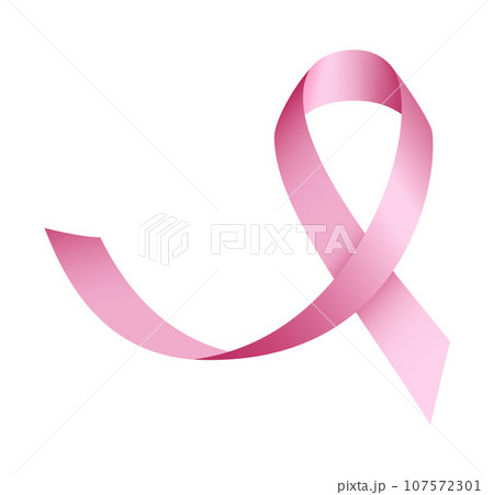 Curl pink ribbon icon. Realistic illustration of curl pink ribbon vector icon for web design isolated on white background 107572301
