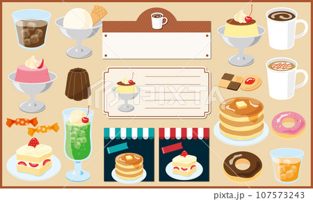 喫茶店のメニューとフレームのセット 107573243