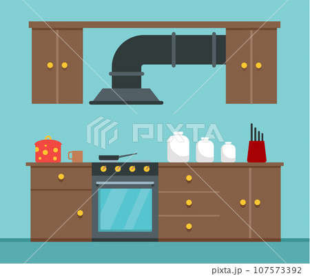 Kitchen cook place concept background. Flat illustration of kitchen cook place vector concept background for web design Kitchen cook place concept background. Flat illustration of kitchen cook place vector concept background for web design 107573392