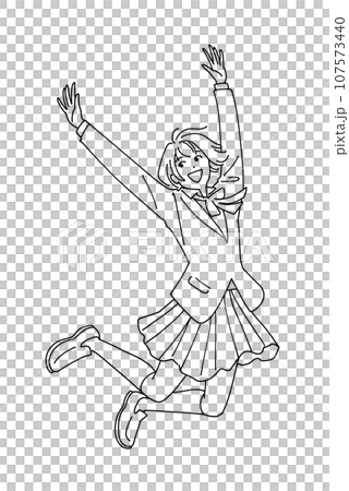 ジャンプする元気な女子学生 107573440