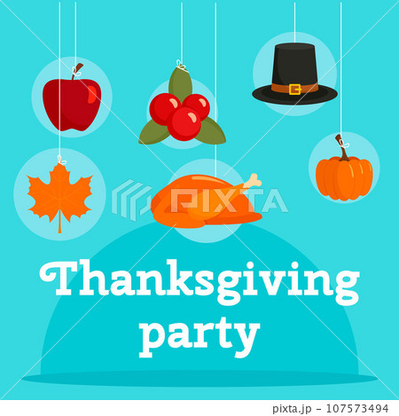 Thanksgiving party concept background. Flat illustration of thanksgiving party vector concept background for web design Thanksgiving party concept background. Flat illustration of thanksgiving party vector concept background for web design 107573494