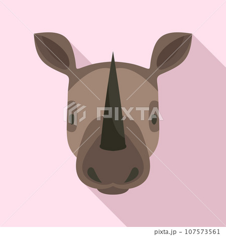 Rhino head icon. Flat illustration of rhino head vector icon for web design 107573561