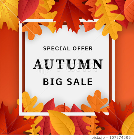 Autumn big sale concept background. Realistic illustration of autumn big sale vector concept background for web design 107574309