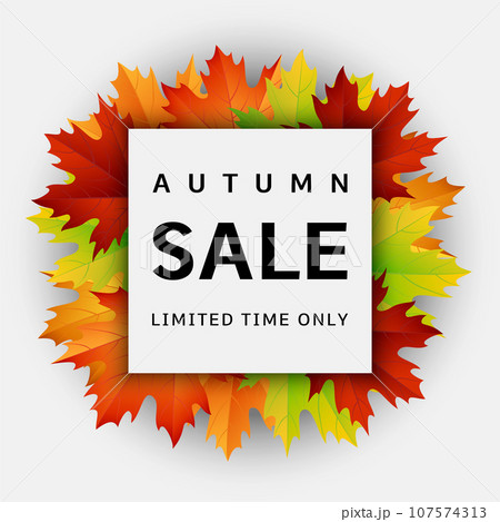 Autumn sale concept background. Realistic illustration of autumn sale vector concept background for web design 107574313