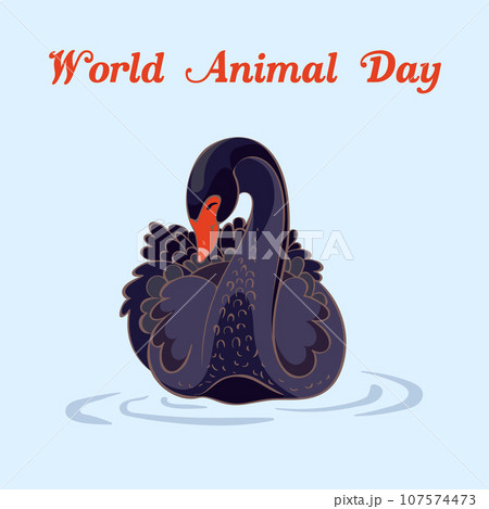 World animal day black swan concept background. Cartoon illustration of world animal day black swan vector concept background for web design 107574473