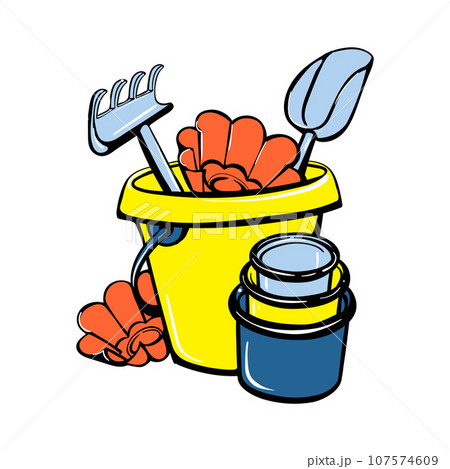 Shovel,rake toy icon. Cartoon of shovel,rake toy vector icon for web design isolated on white background 107574609