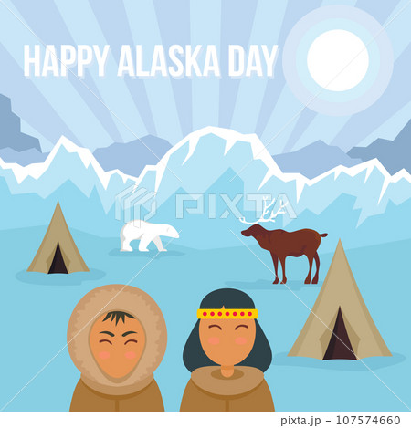 Happy Alaska day banner. Flat illustration of happy Alaska day vector banner for web design Happy Alaska day banner. Flat illustration of happy Alaska day vector banner for web design 107574660