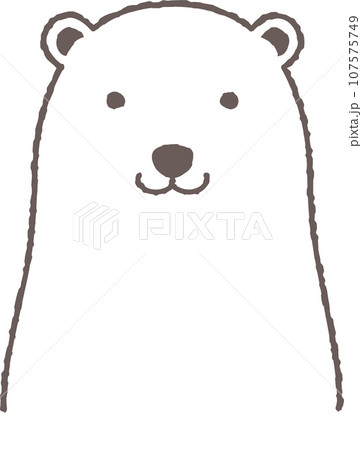 正面向きのシロクマの手描き線画 107575749
