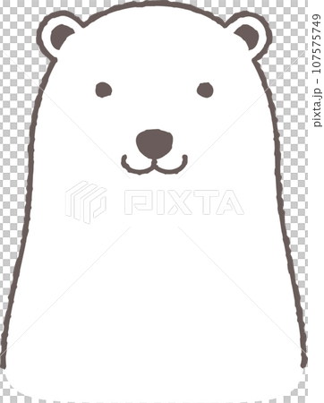正面向きのシロクマの手描き線画 107575749