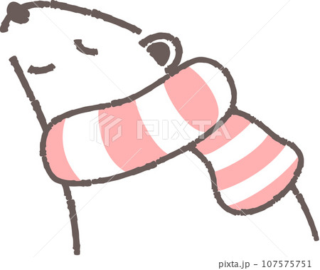 マフラーを巻いたシロクマのイラスト(横向きの顔) マフラーを巻いたシロクマのイラスト(横向きの顔) 107575751