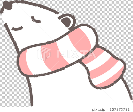 マフラーを巻いたシロクマのイラスト(横向きの顔) マフラーを巻いたシロクマのイラスト(横向きの顔) 107575751