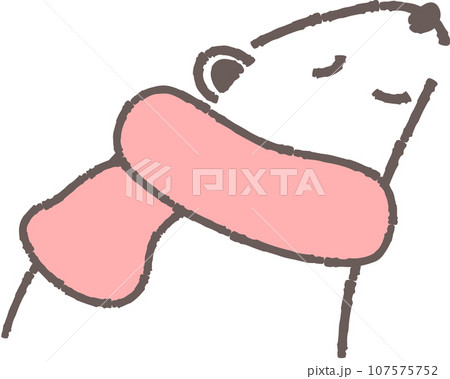 マフラーを巻いたシロクマのイラスト（横向きの顔） 107575752