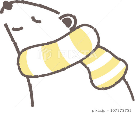 マフラーを巻いたシロクマのイラスト(横向きの顔) マフラーを巻いたシロクマのイラスト(横向きの顔) 107575753