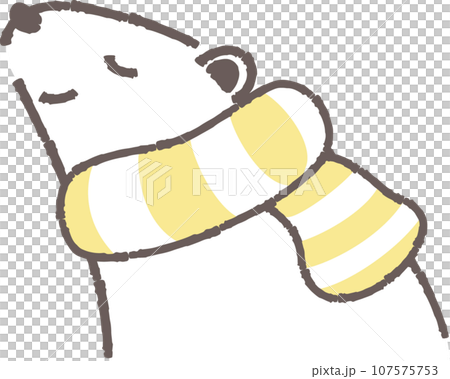 マフラーを巻いたシロクマのイラスト(横向きの顔) マフラーを巻いたシロクマのイラスト(横向きの顔) 107575753