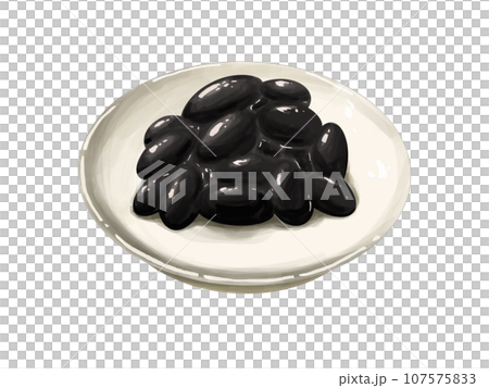 黒豆 くろまめ おせち 正月 お正月 謹賀新年 年賀状 縁起物 イラスト 年賀素材 年賀 皿 白皿 黒豆 くろまめ おせち 正月 お正月 謹賀新年 年賀状 縁起物 イラスト 年賀素材 年賀 皿 白皿 107575833