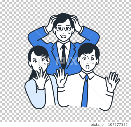 驚く3人のビジネスパーソンのシンプルなベクターイラスト素材 驚く3人のビジネスパーソンのシンプルなベクターイラスト素材 107577555