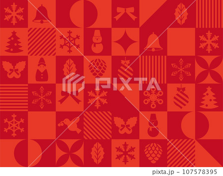 クリスマスのアイコンセット(背景・壁紙)赤 クリスマスのアイコンセット(背景・壁紙)赤 107578395