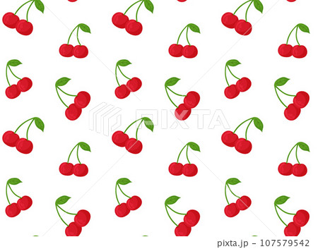 Seamless pattern with cherries, red cherry sprigs. 107579542