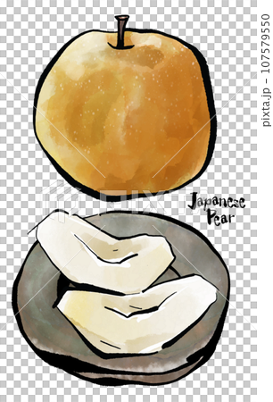 手繪梨子圖(刷水彩sumi-e風格) 手繪梨子圖(刷水彩sumi-e風格) 107579550