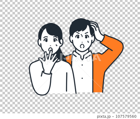 Simple vector illustration material of a surprised young couple 107579560