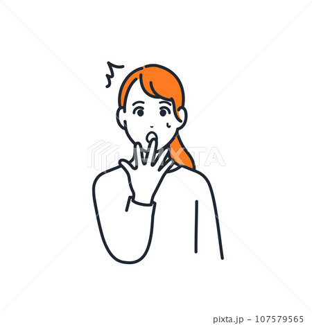 驚く若い女性のシンプルなベクターイラスト素材 107579565