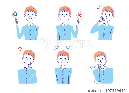 ショートカット女性のバストアップポーズセット-2 107579655