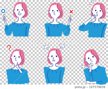 Short cut bob woman 2 bust up pose set-2 Short cut bob woman 2 bust up pose set-2 107579656