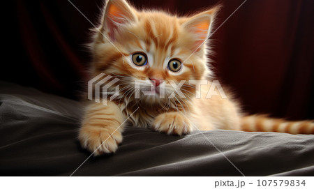 フワフワの毛並みの可愛らしい子猫　AI画像 107579834