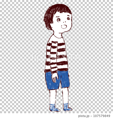 A child standing absentmindedly A child standing absentmindedly 107579849