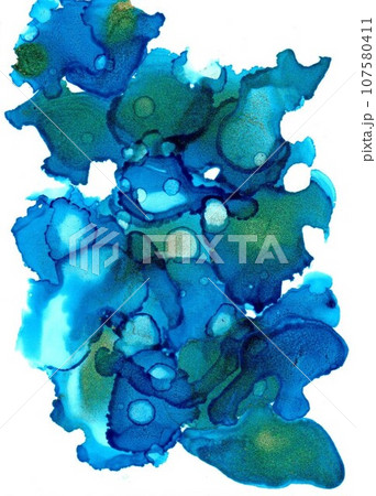 アルコールインクアート　ブルー　背景 107580411